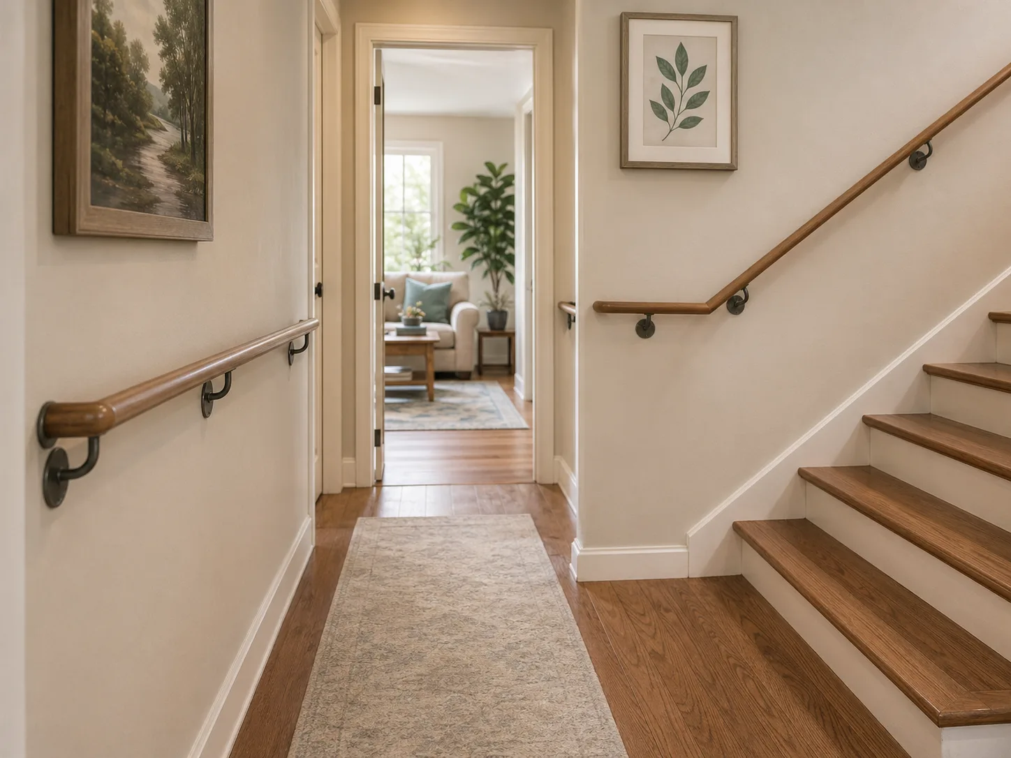 Handrails supporting safer movement inside a home
